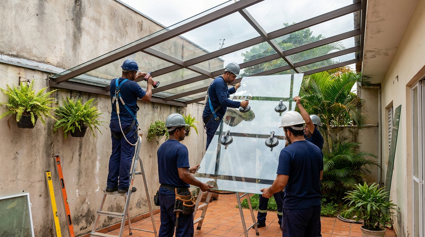 Instalação de cobertura de vidro em Ribeirão Preto-SP