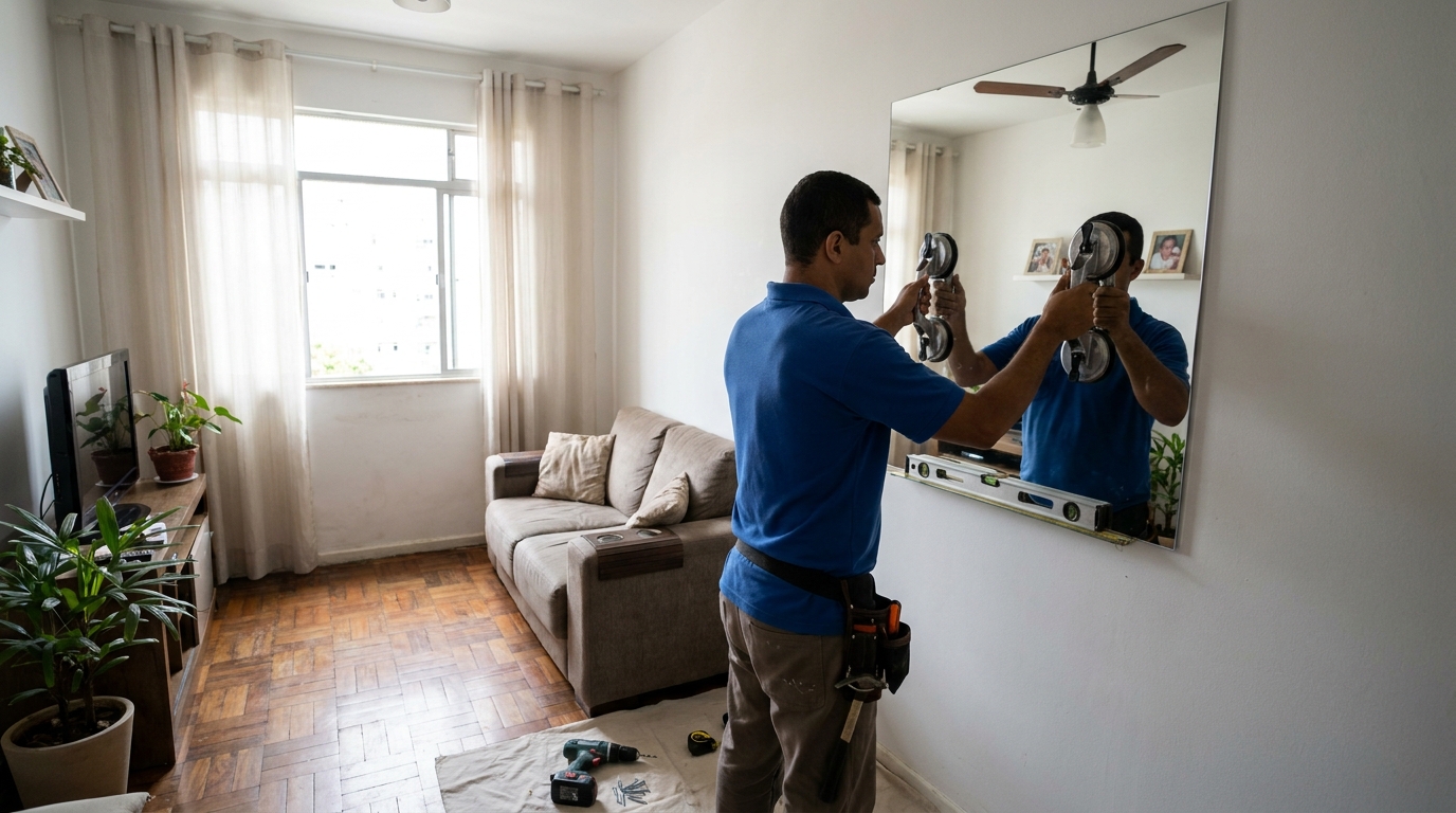 Espelho sob medida com parquet em Ribeirão Preto-SP